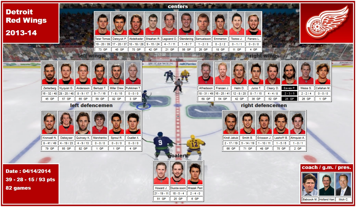 mosaic of the 2013-14 Detroit Red Wings